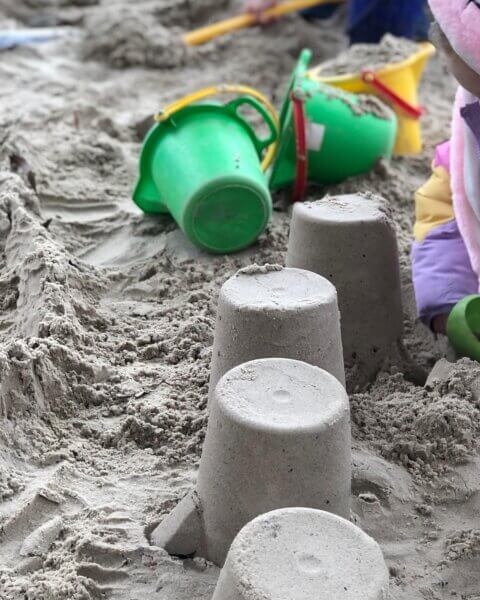 sand pit and sand castle building