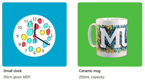 small clock and ceramic mug