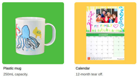plastic mug and calendar